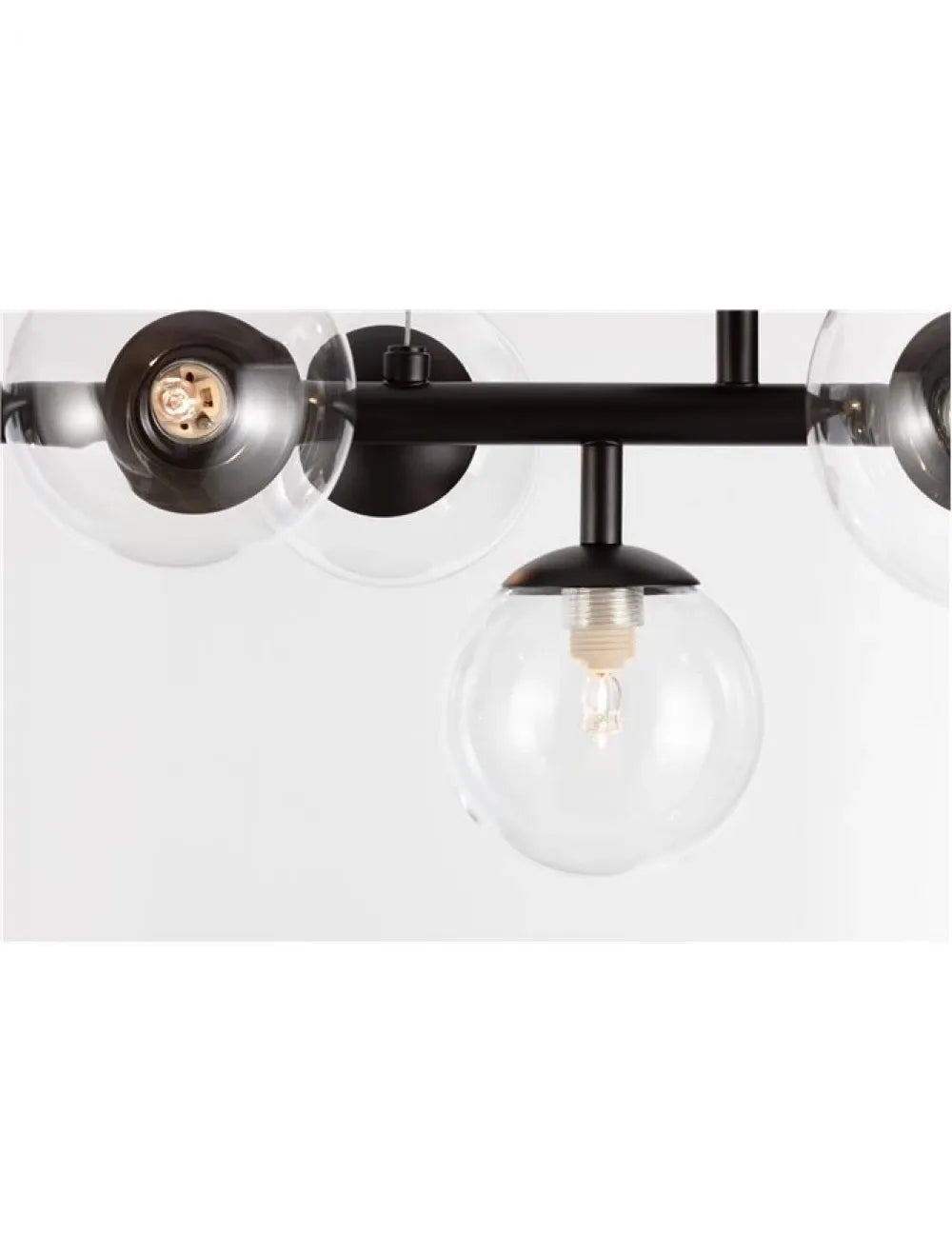 Lustra structura din Metal Negru si abajur din Sticla Transparent H120xL65cm IP20 ODILLIA