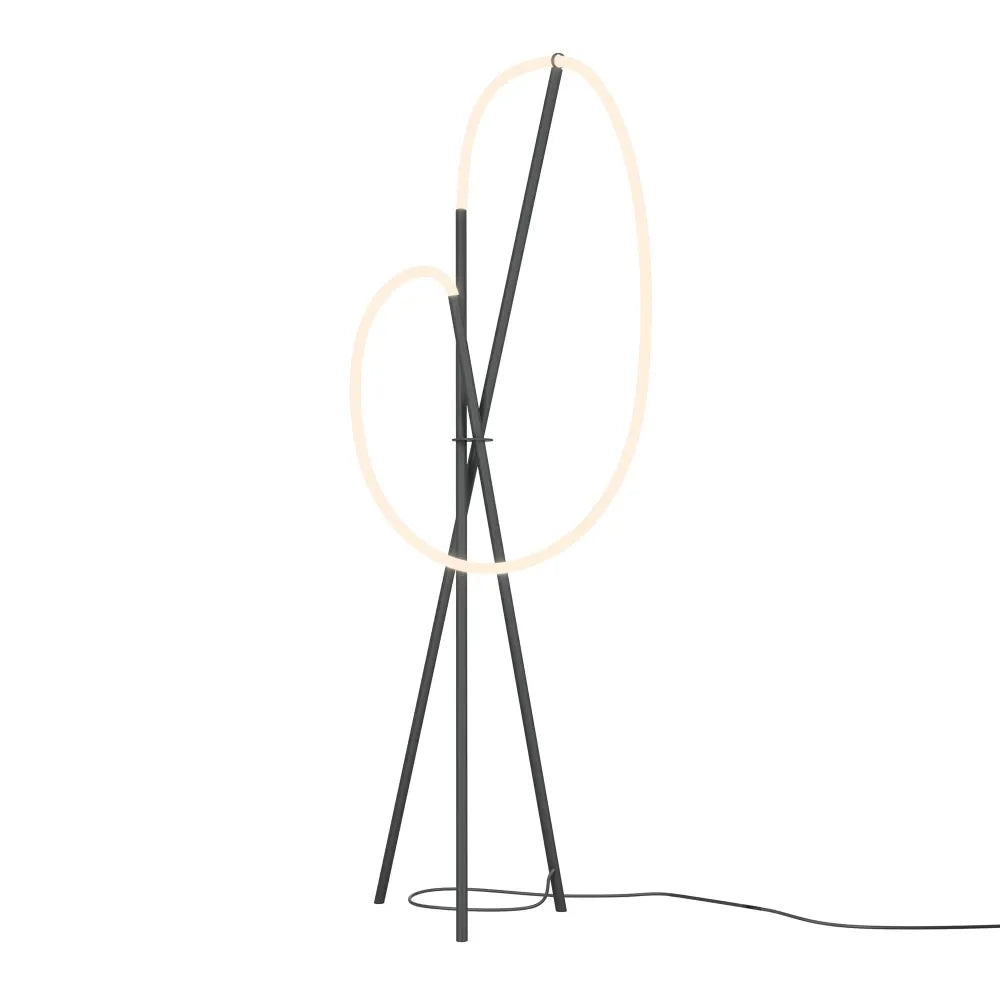 Lampa podea din Aluminiu Negru si Silicon Alb H162xL45cm Crochet