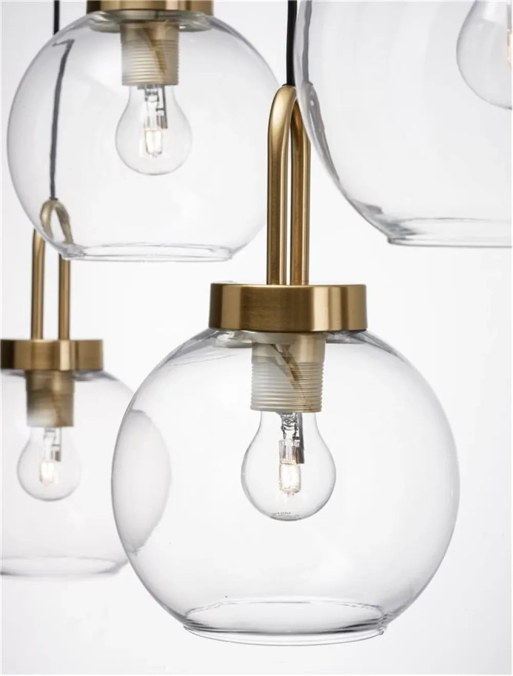 Lustra structura din Metal Alama si abajur din Sticla Transparent H155xL97.5cm IP20 IRVINE
