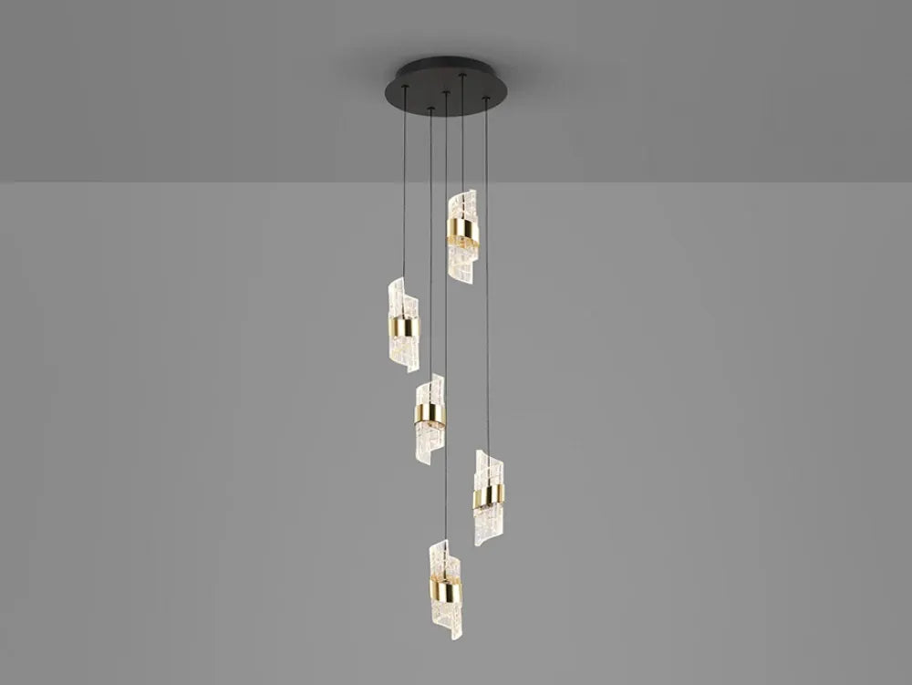 Candelabru din Metal Negru/Auriu si Acrilic Transparent H200xD30cm Iliada
