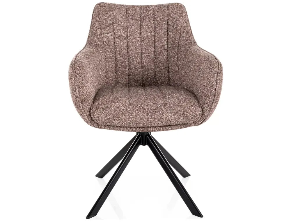 Scaun rotativ din Stofa Leo Bej si Metal Negru H86xL61xA58cm Azalia