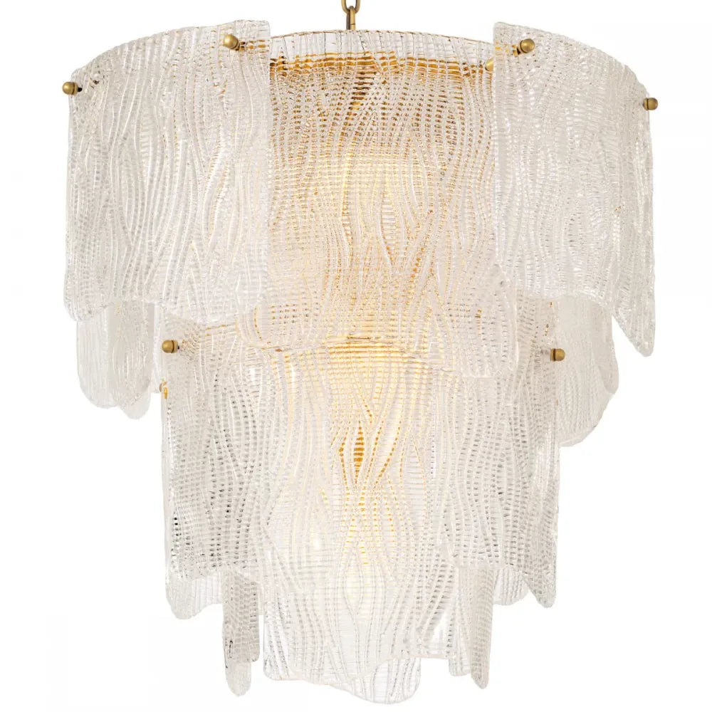 Candelabru din Otel inoxdabil Alama atichizata si Sticla texturata Transparent H60xD61cm Asinara S Eichholtz