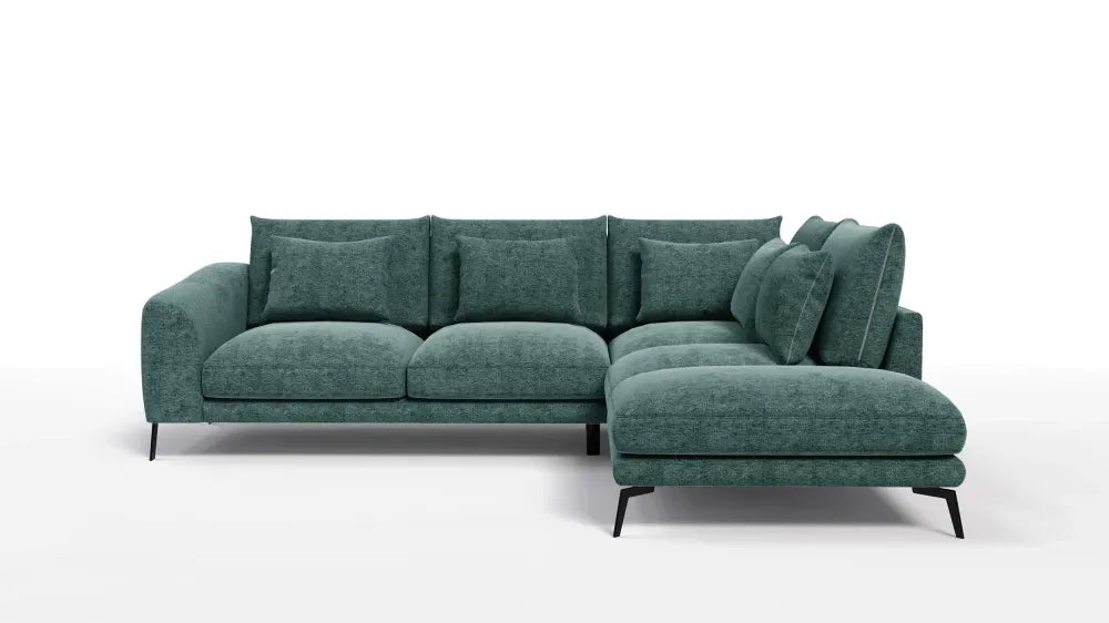 Coltar in forma de L tapitat cu Chenille Verde Sajma 11 L292x228cm Aspen