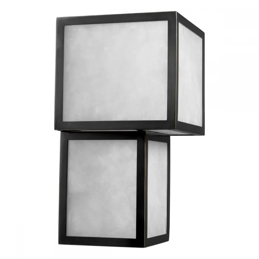 Aplica de perete din Otel inoxdabil Negru si Alabastru Alb H41xL22cm Serchio Eichholtz