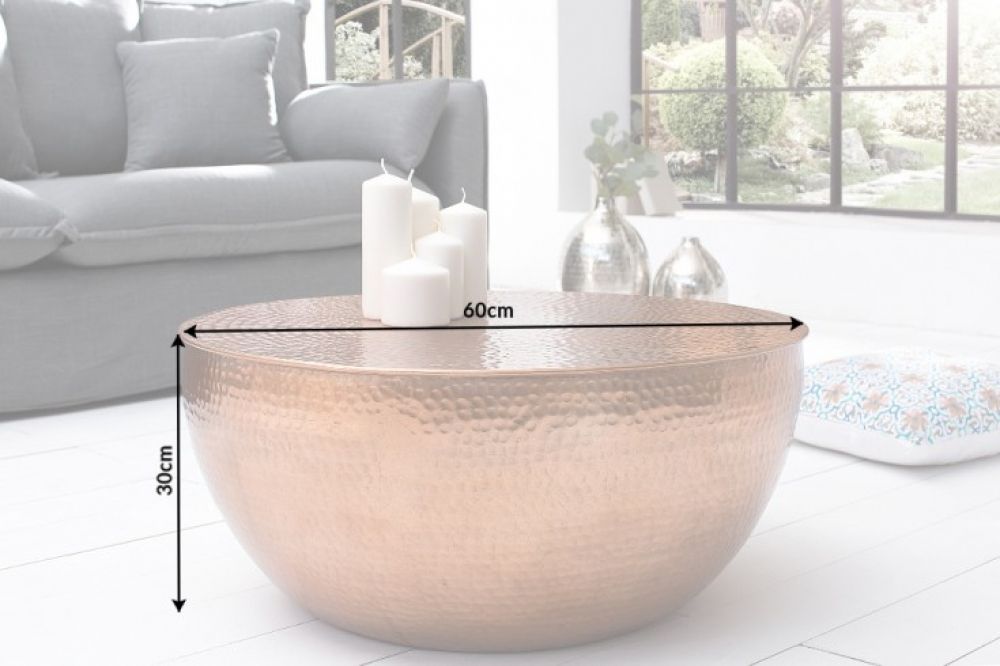 Masuta de cafea Rotunda din Metal Cupru D60xH30cm Orient II