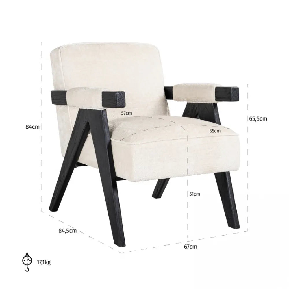 Fotoliu tapitat cu Chenille Alb H84xA84.5xL67cm Cooper Richmond interiors