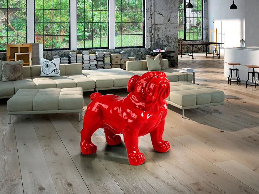 Figurina decorativa din Fibra de sticla/Poliester Rosu L110xH94cm Bulldog