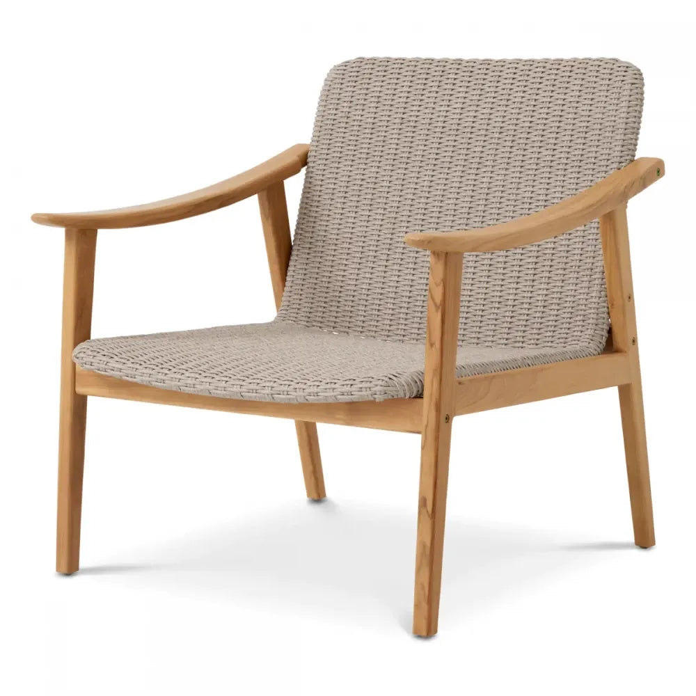 Fotoliu de exterior din Lemn de tec Maro si Polietilena Maro taupe H78xL72xA73cm Honolulu Eichholtz