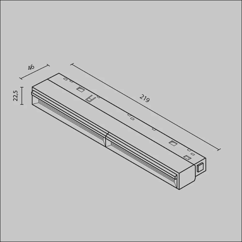 Spot pentru sina Exility din Aluminiu Negru H4.6xL21.9cm 12W 474lm 3000k Parete