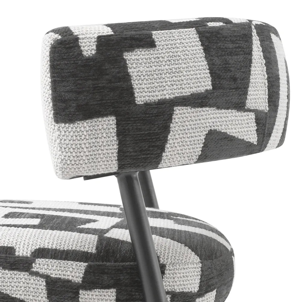 Scaun de insula tapitat cu Stofa Negru/Alb L59xA57xH95.5cm Folsom Eichholtz