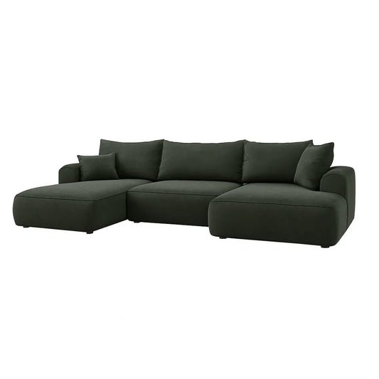 Coltar extensibil catifea vogue verde cu lada depozitare Nubio III 364x159cm