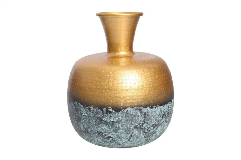 Vaza decorativa din Metal Auriu/Negru H36xL30cm Abstract Orient