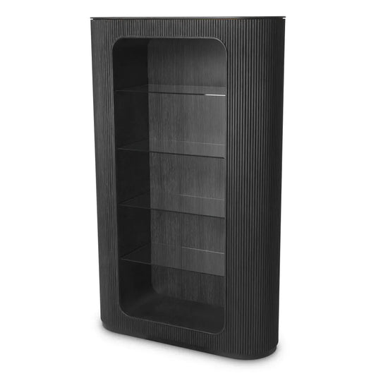 Biblioteca din Sticla Transparent si Furnir de stejar Gri carbune L130xH212cm Bogota Eichholtz