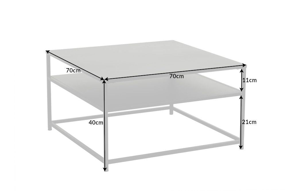 Masuta de cafea Patrata din Metal Negru L70xH40cm Dura Steel