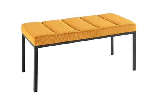 Bancheta din Metal Negru si Catifea raiata Galben H42xL80cm Boutique