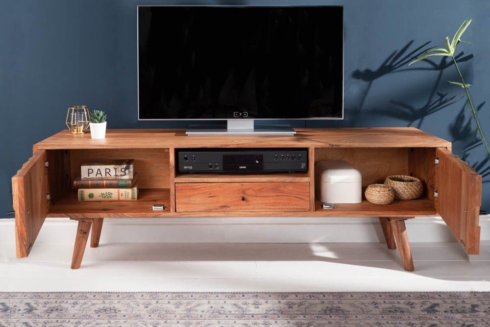 Comoda TV din Lemn masiv de salcam Maro Mystic L140xH45cm