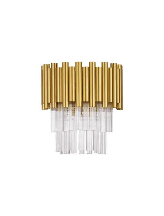 Aplica de perete structura din Aluminiu Auriu si abajur din Cristal Transparent H26.5xL24cm IP20 MAGNOLIA