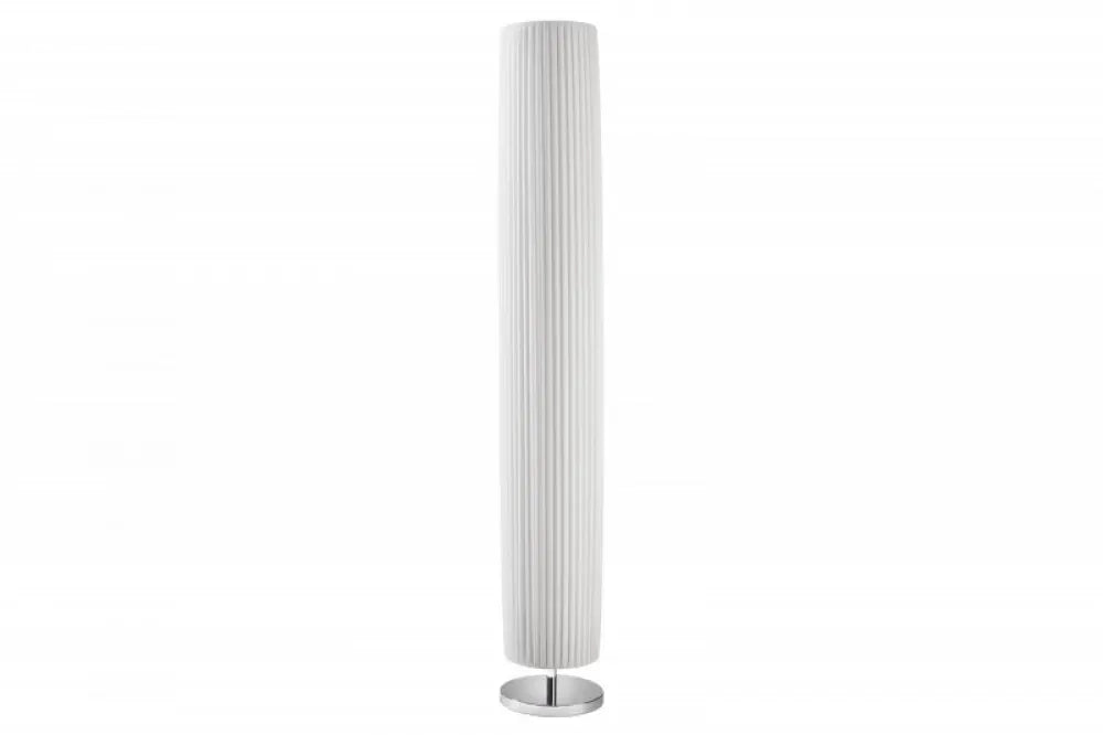 Lampa de podea din Metal Argintiu si Textil Alb H195xD28cm Salone