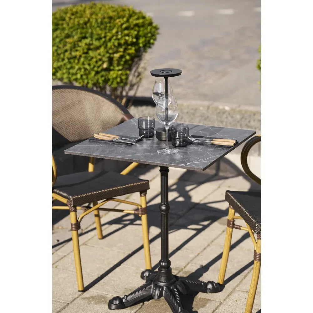 Masa de exterior din Fonta Negru si Aluminiu Gri L60xH73cm Bistro