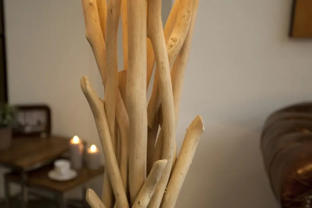 Lampa de podea din Lemn Bej si Textil Bej H155xD55cm Wild Nature