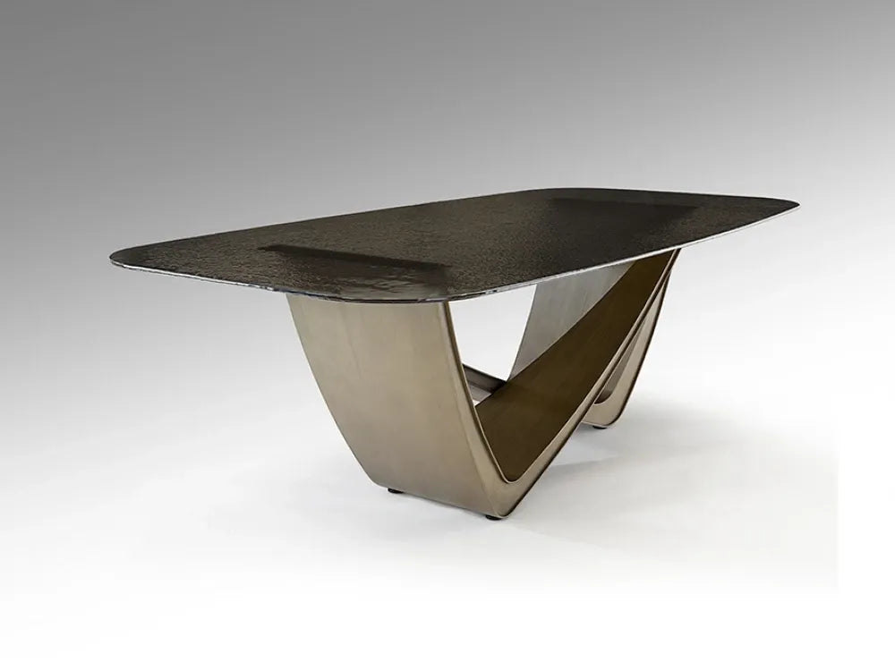 Masa din Metal Bronz si Sticla Gri L240xH76cm Genesis
