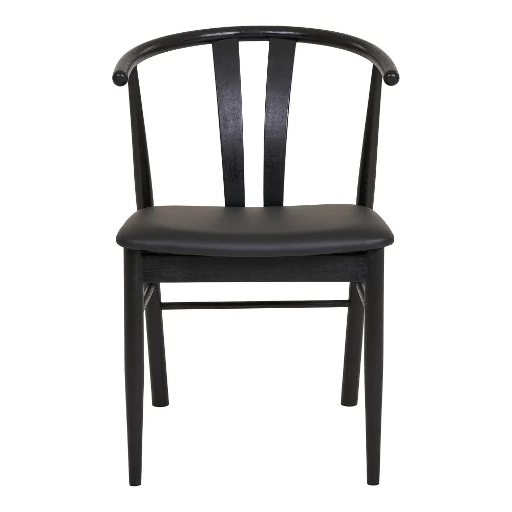 Set 2 scaune din Lemn de fag Negru si Piele sintetica Negru H77xL54xA56cm Artenara