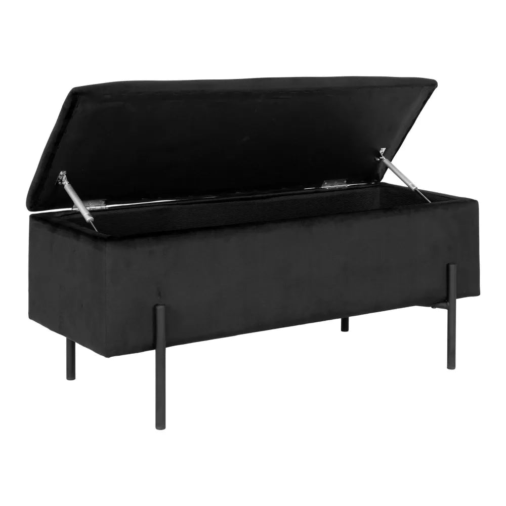 Bancheta din Metal Negru si Catifea Negru H43xL95cm Watford