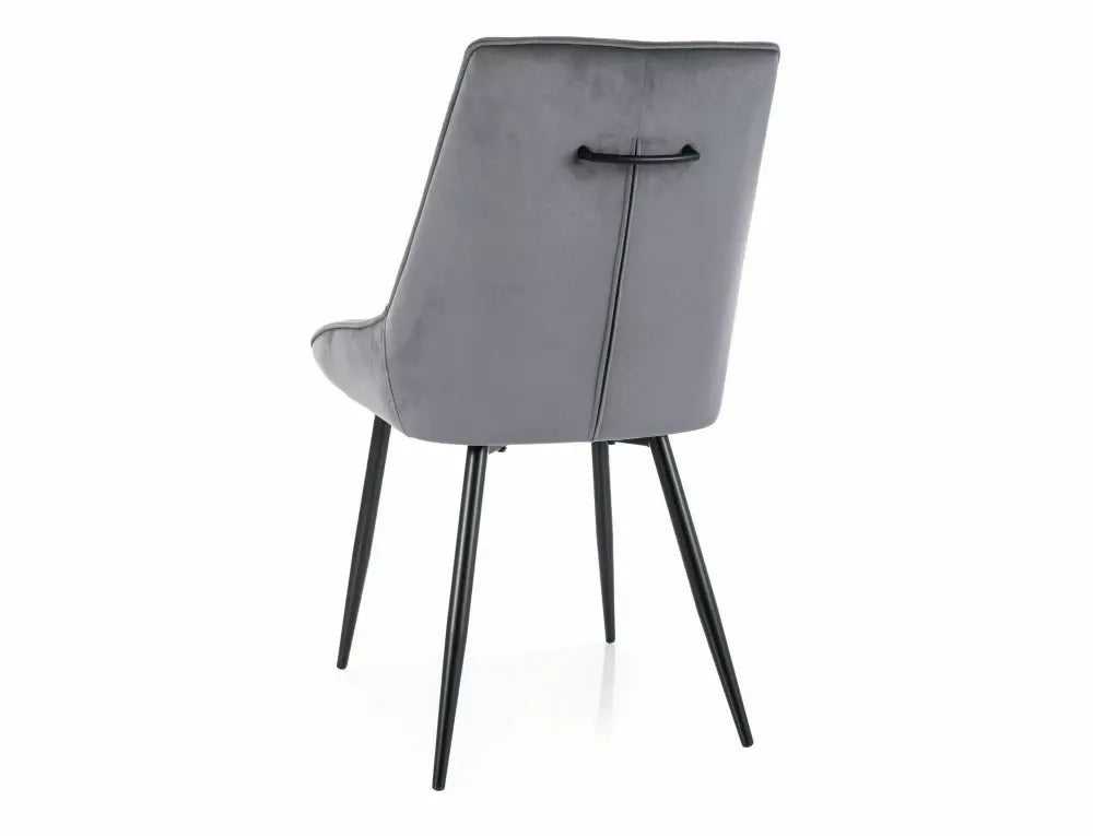 Set 2 scaune tapitat cu Catifea Gri cu picioare din Metal Negru H88xL45xA44cm Agat