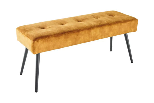 Bancheta din Metal Negru si Catifea Galben H44xL100cm Boutique