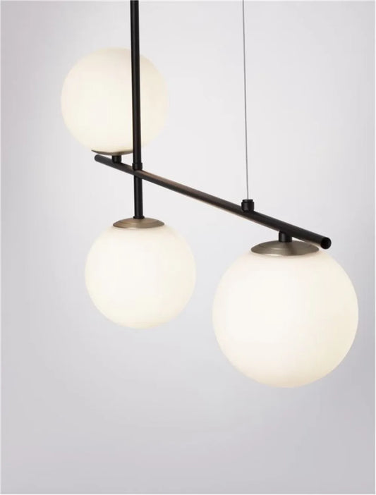 Lustra structura din Metal Negru/Auriu si abajur din Sticla Alb H120xL95cm IP20 GIT