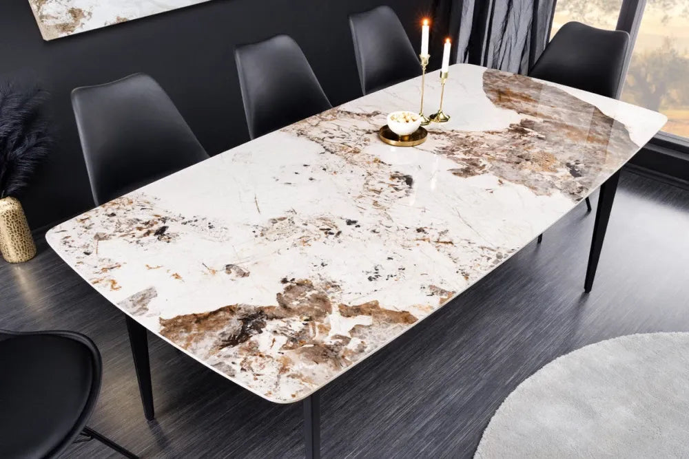 Masa din Ceramica Multicolor si Metal Negru L180xH90cm Milano