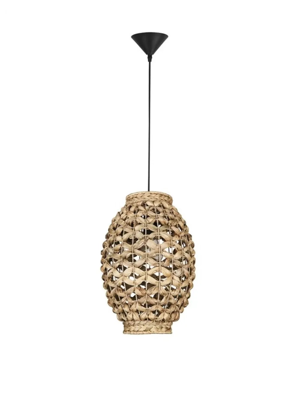 Pendul structura din Metal Negru si abajur din Ratan Bej H215xL24.5cm IP20 GRIFFIN