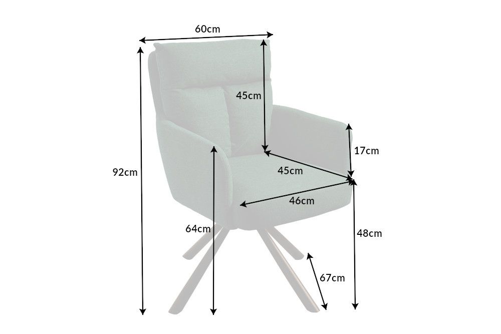 Set 2 scaune rotative tapitat cu Stofa Verde cu picioare din Metal Negru H92xL60xA67cm Big George Retro
