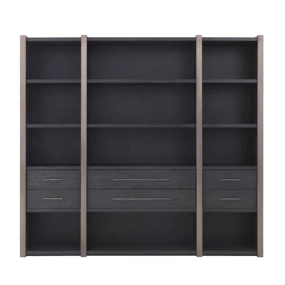 Biblioteca din Furnir de stejar Gri carbune L253xH229cm Eichholtz Canova