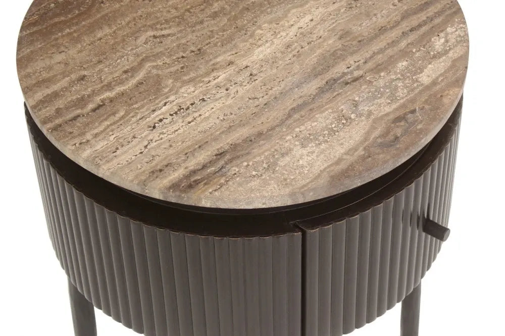 Masuta laterala din MDF/Metal Maro si Travertin Maro L40xH70cm Russo Richmond interiors