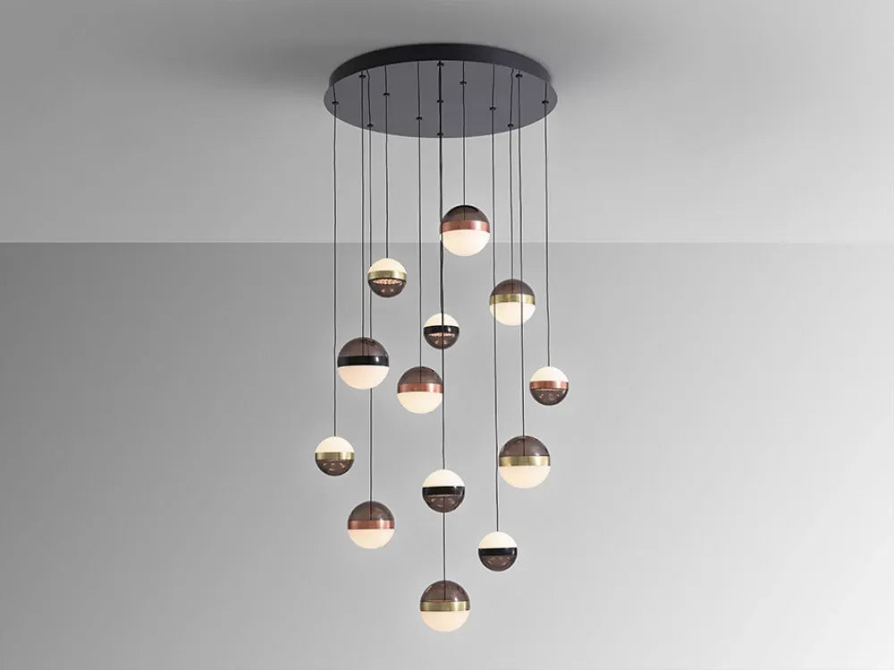 Candelabru din Metal Negru si Policarbonat/Sticla Transparent/Fumuriu H250xD80cm Orbes