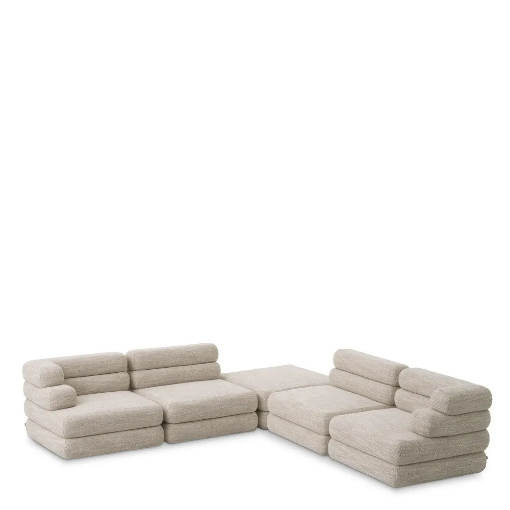 Modul cu brat pe dreapta tapitat cu Stofa  Bej L92xA92xH69cm Malaga Eichholtz