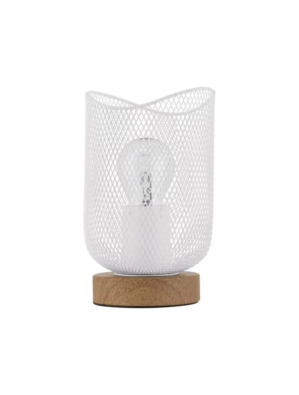 Veioza structura din Metal si Lemn Alb si abajur din Metal Alb H17xL12cm IP20 LYRON