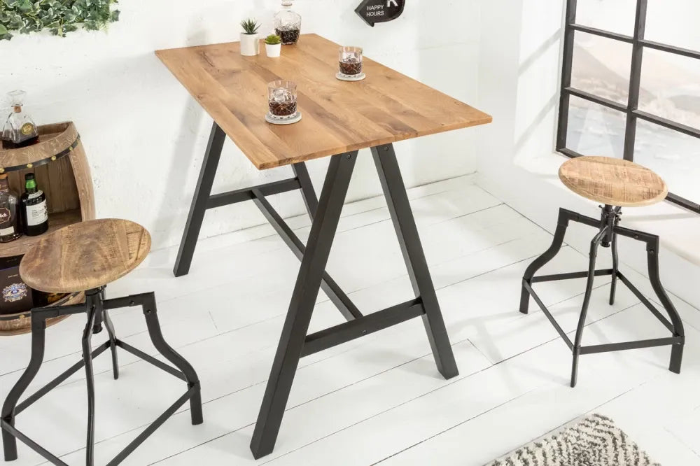 Masa bar din Lemn de stejar Maro si Lemn Negru L120xH105cm Castle