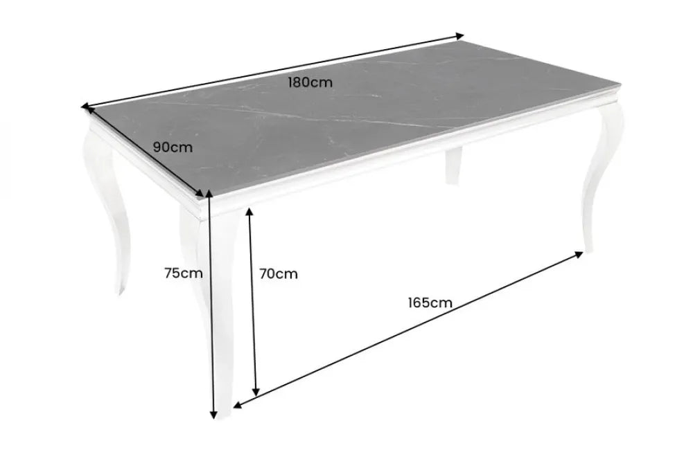 Masa din Piatra sinterizata Negru si Otel inoxidabil Argintiu L180xH75cm Modern barock