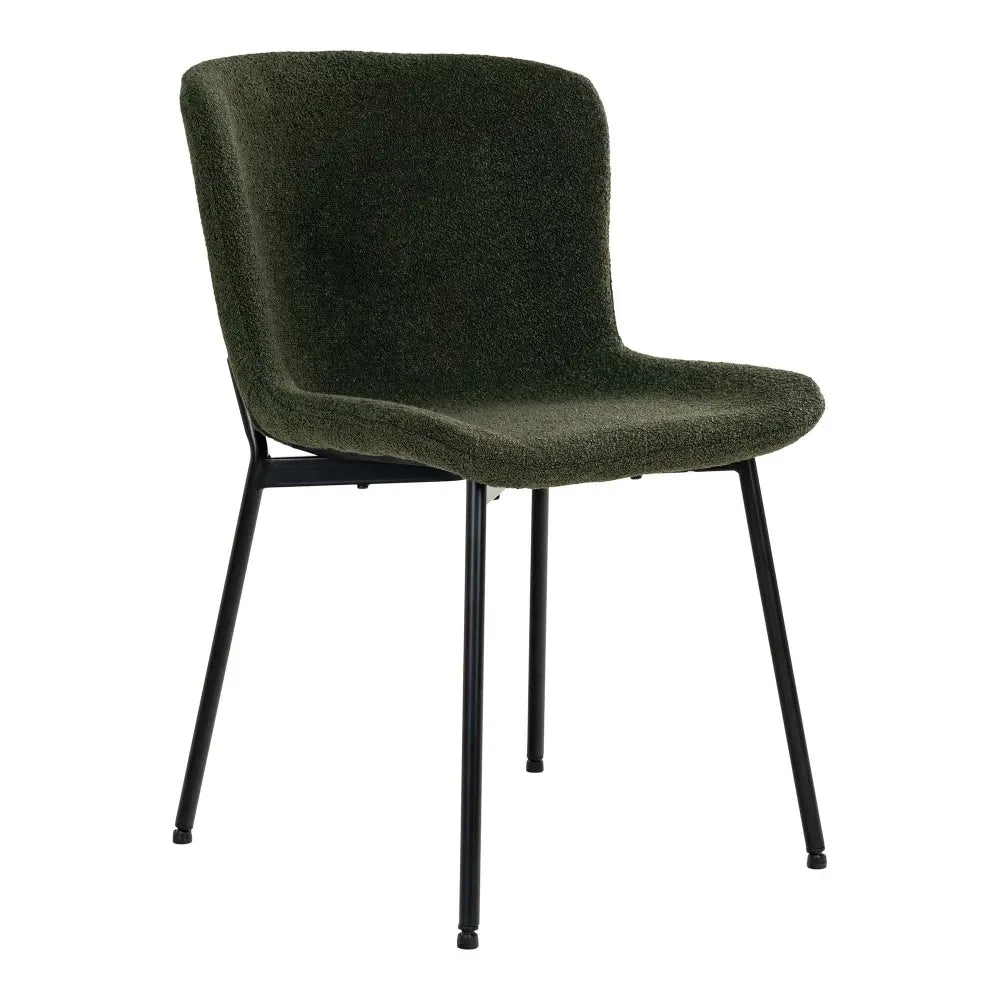 Set 2 scaune din Metal Negru si Stofa boucle Verde H83xL48xA59cm Maceda