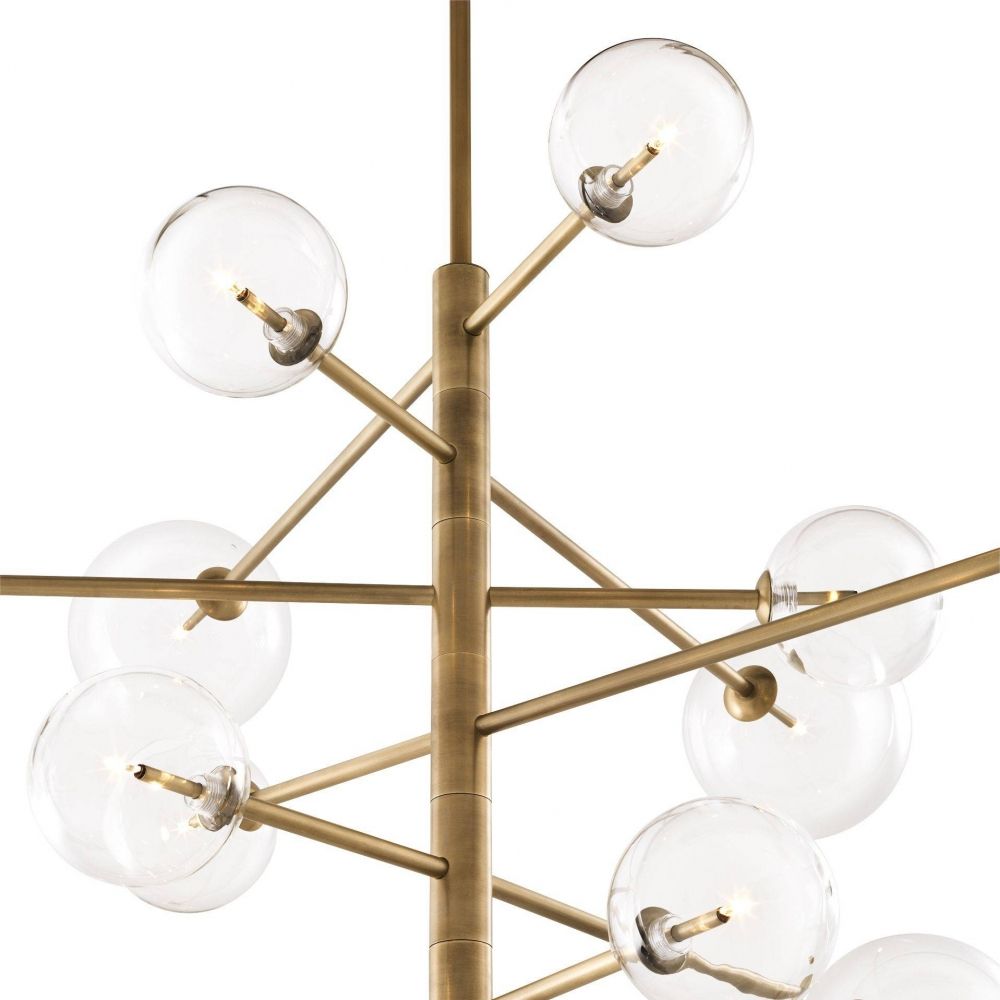 Lustra rotunda cu inaltime reglabila din Sticla Transparent cu 12 becuri D130xH150cm ARGENTO L