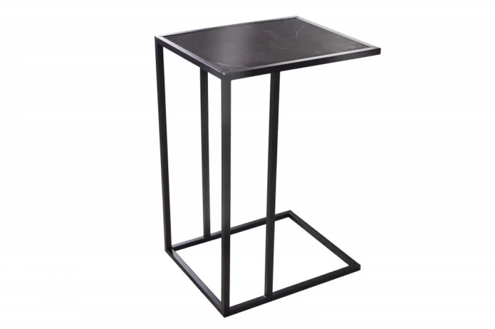 Masuta laterala Dreptunghiulara din Lemn stratificat Gri antracit si Metal Negru L43xH63cm Slim