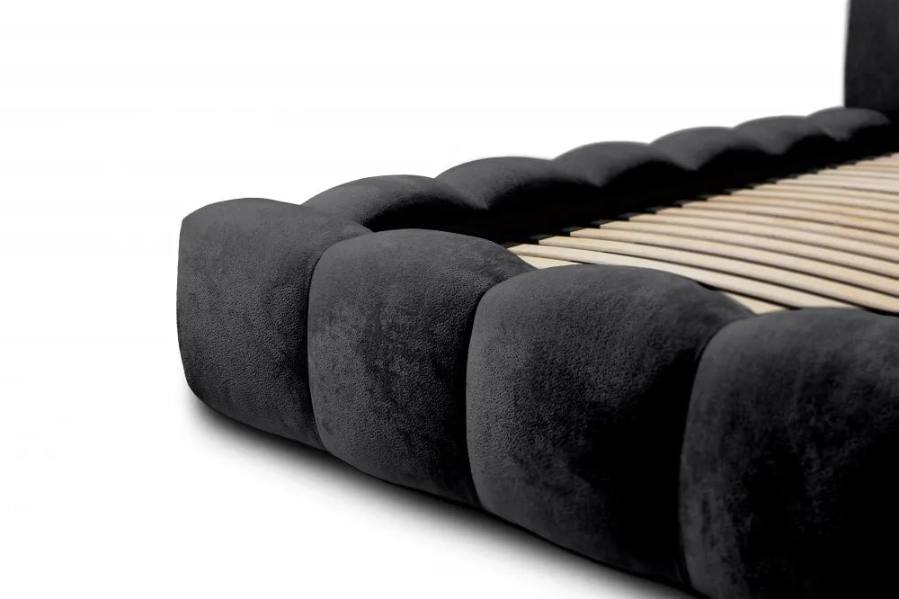 Pat 180x200cm tapitat cu Chenille Negru Dallas