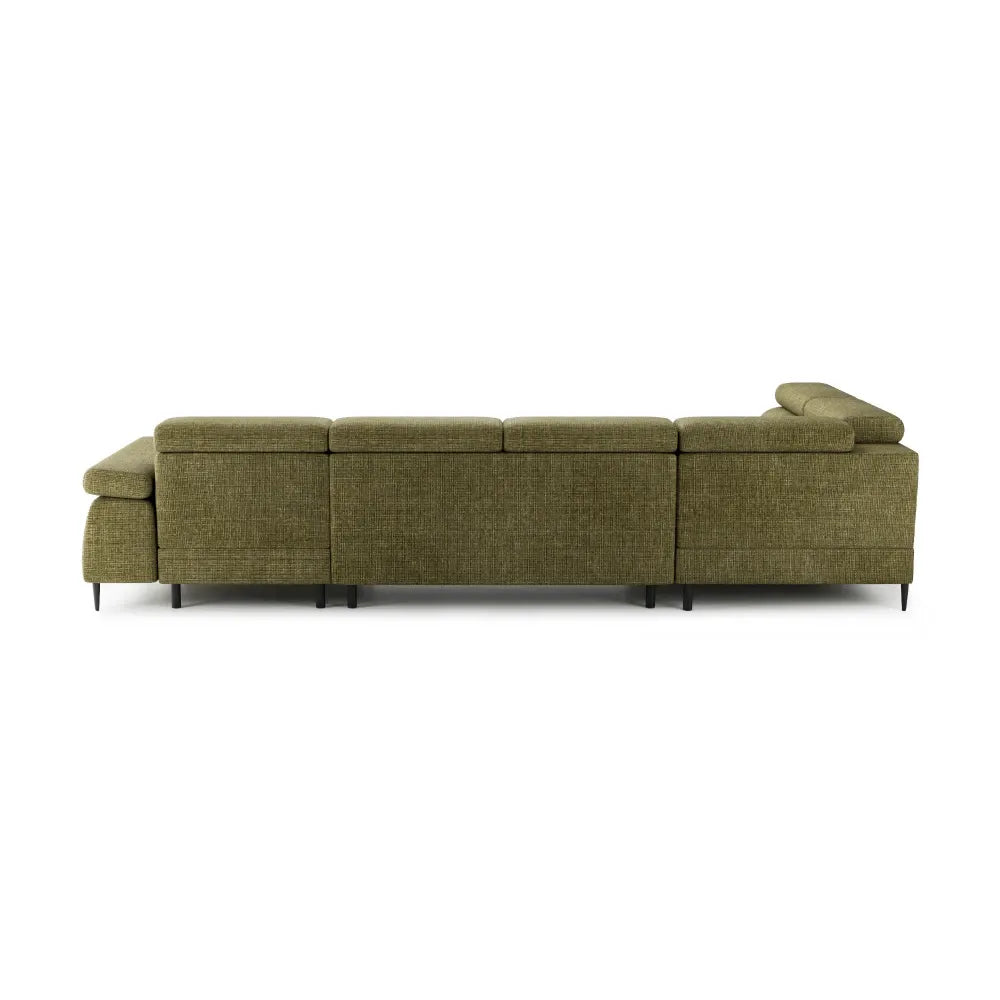 Colat U extensibil tapitat cu Chenille Verde cu lada depozitare Cordoba III