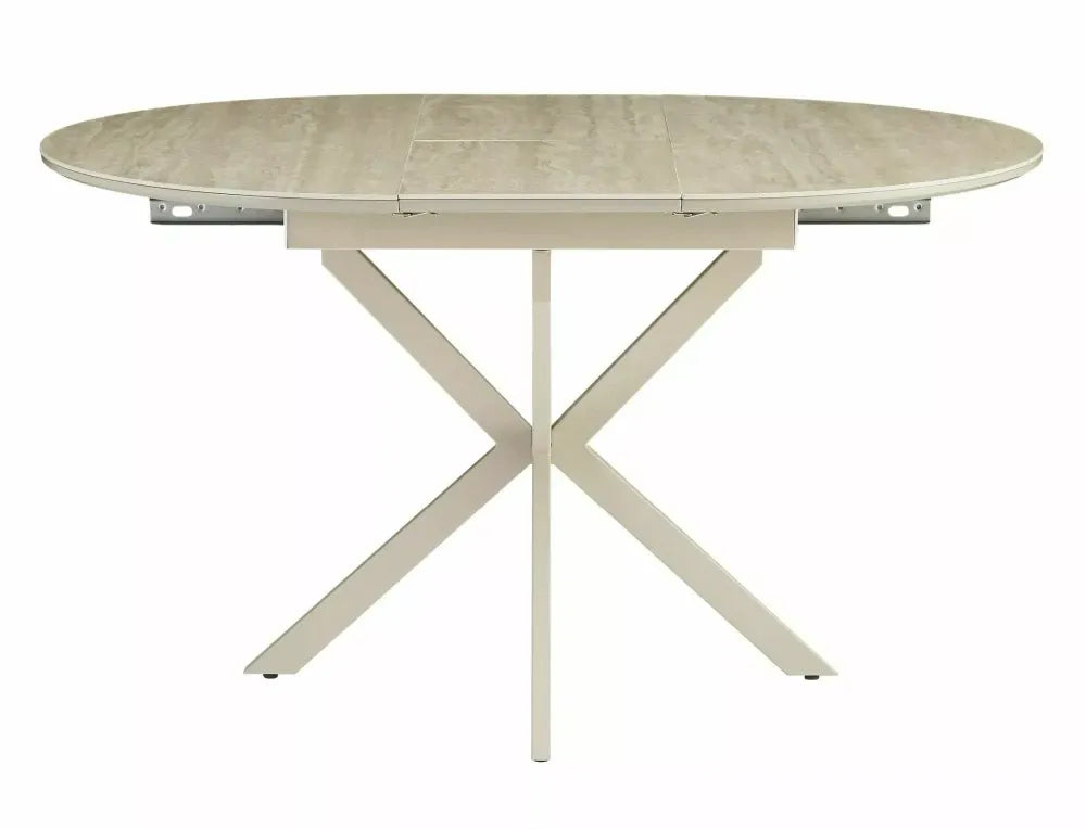 Masa extensibila din Metal Bej si MDF+Ceramica Bej lucios L100-130xH76cm Gaston