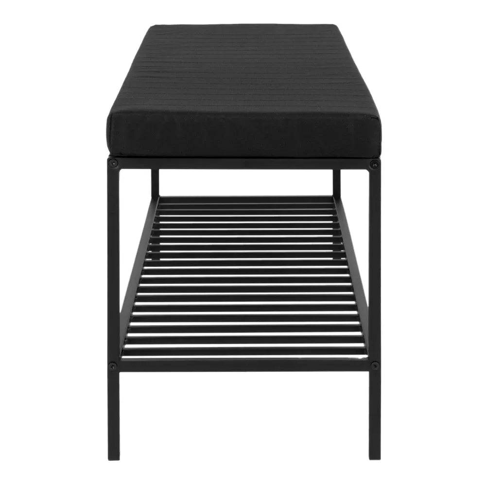Bancheta din Metal Negru si Stofa Negru H48.5xL100cm Vita