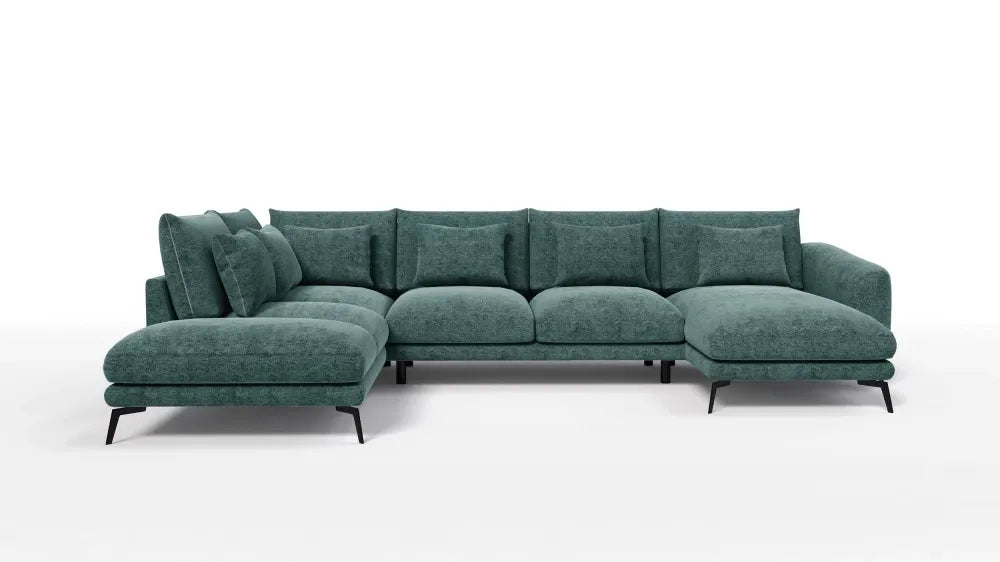 Coltar in forma de U tapitat cu Chenille Verde Sajma 11 L377x228cm Aspen