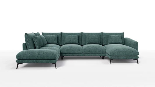 Coltar in forma de U tapitat cu Chenille Verde Sajma 11 L377x228cm Aspen