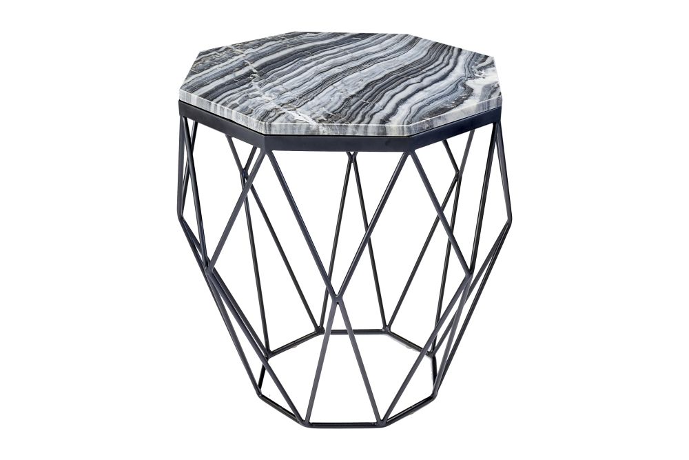 Masuta de cafea Hexagonala din Marmura si Metal Gri/Negru L50xH50cm Diamond
